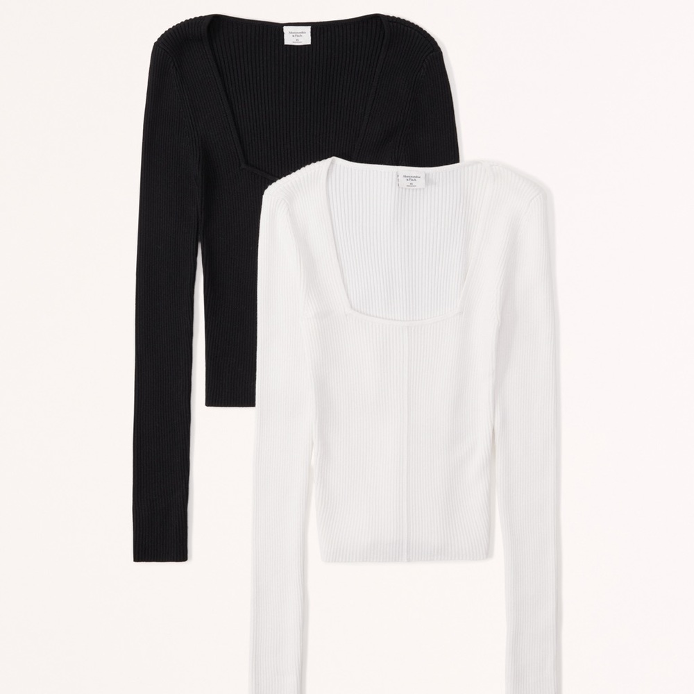 Abercrombie & Fitch Long Sleeve Ribbed Knit Sweater - Black - US L